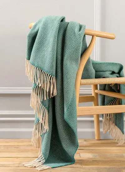 Teal Green Herringbone